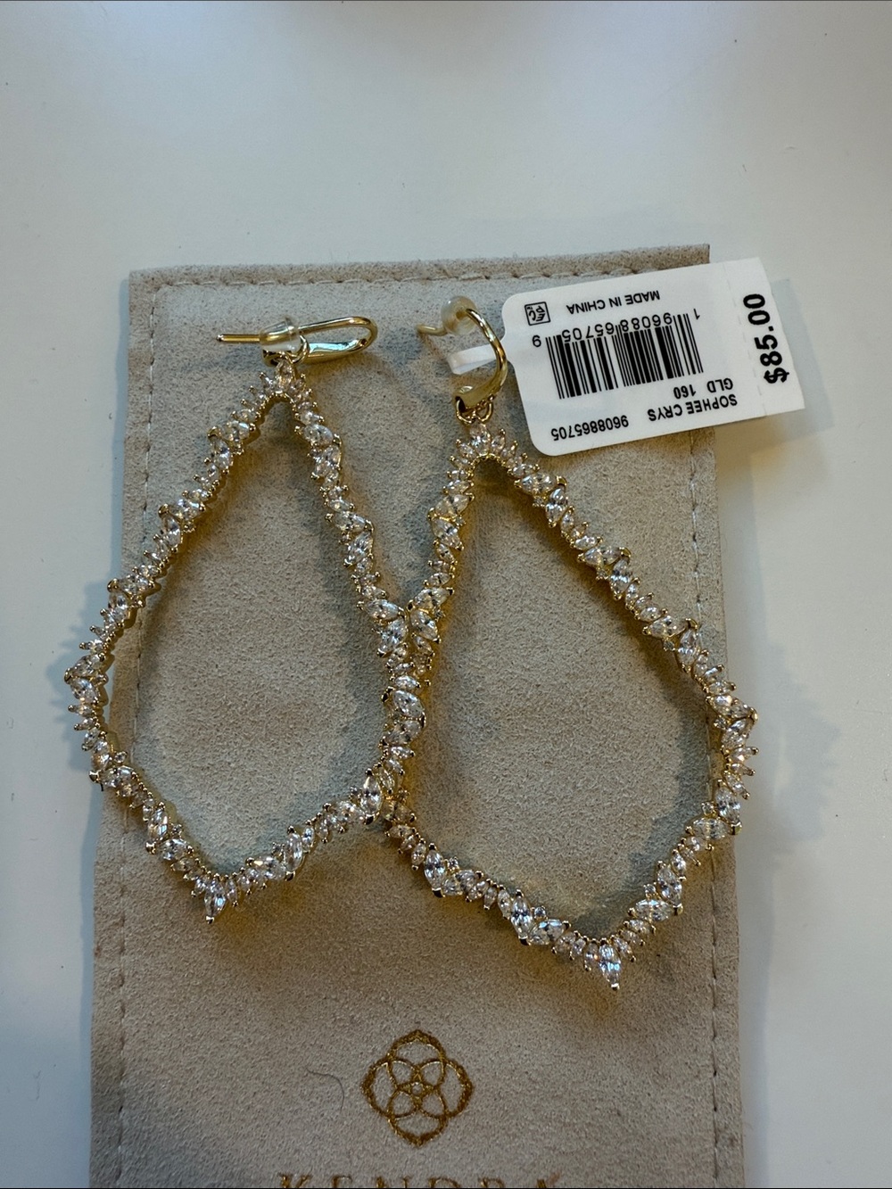 Kendra Scott Gold Crystal Open Geometric Drop Earrings